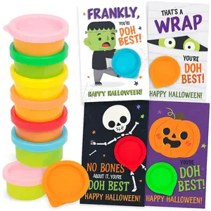 Play Dough Halloween Party Favors for Kids – 30 Pack Non-Candy Gifts with Playdough and Classroom Exchange Cards, Trick-or-Treat Toys for Toddlers, Boys, and Girls, Teal Pumpkin Approved