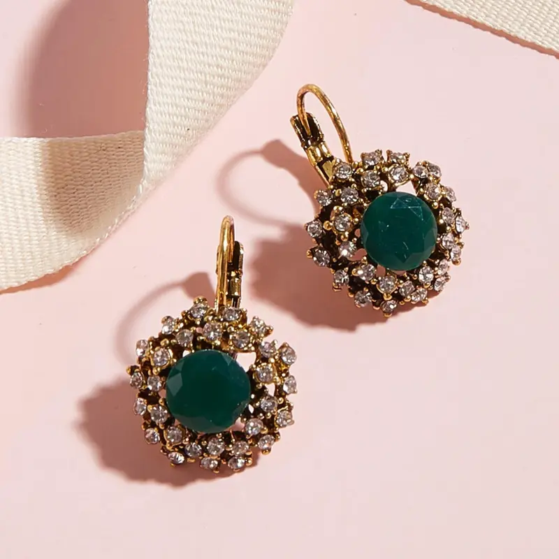 Fashion Rhinestone Decor Earrings (1 Pair), Retro for Women & Girls for Daily Clothing Decor, Trendy All-match & Exquisite Jewelry for Birthday Gift High Quality Shining Earrings, Unique Design Earrings, Fashionable Earrings, Ear Accessories