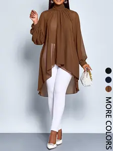 Women's Plus Size Casual Long Sleeve Shirt Blouse, Flowy Vacation Style Top, Comfortable Daily Wear, Perfect for Summer