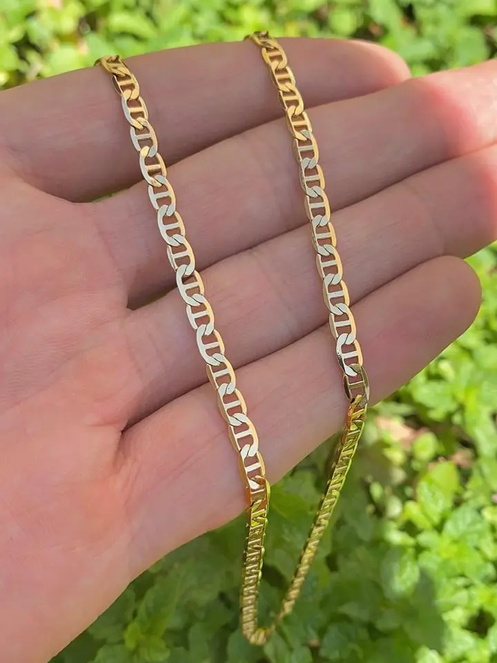 Mariner Link Chain Necklace for Mens Womens Gold Plated Anniversary Gifts Birthday for Him Her