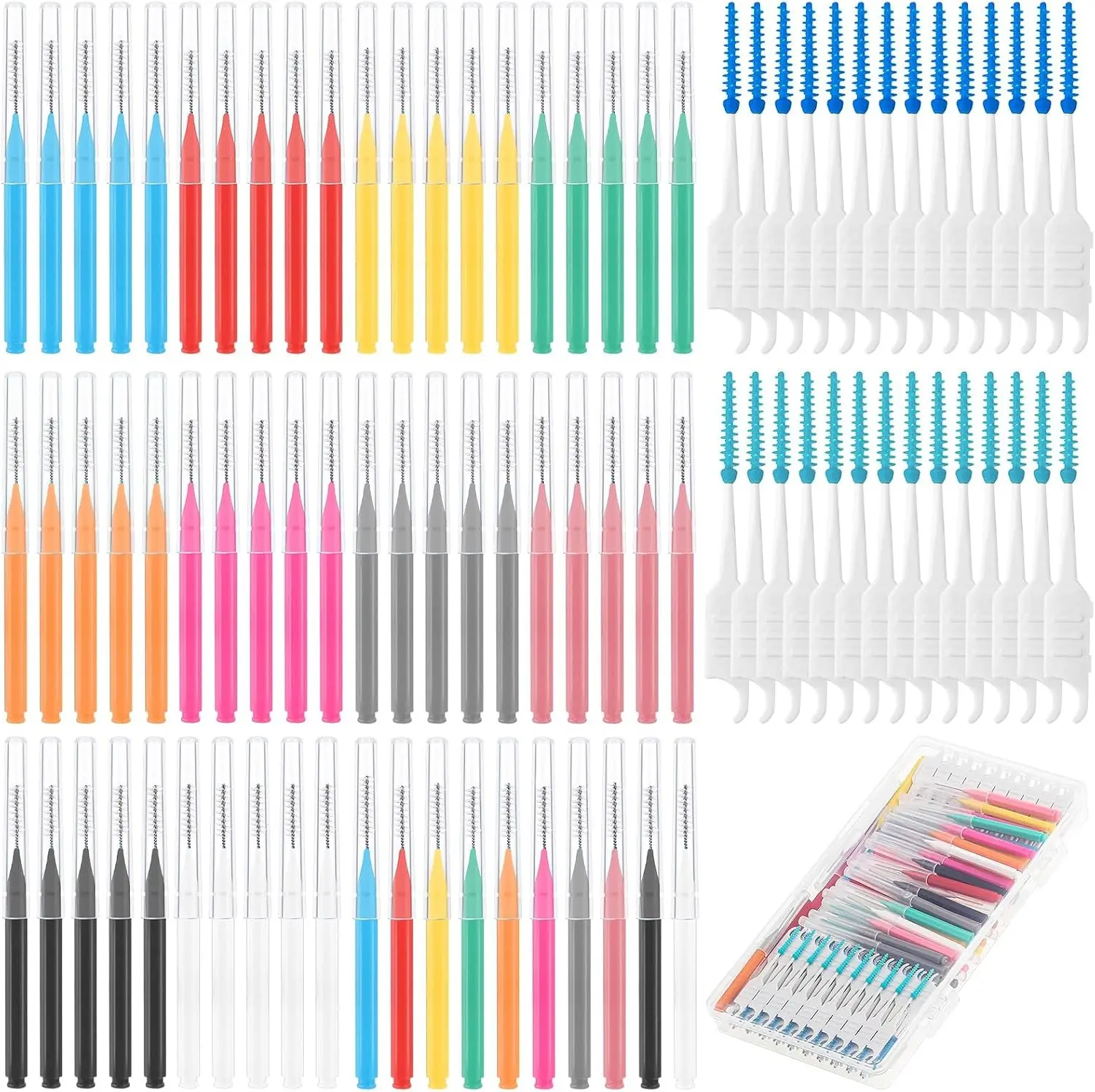 255 Pcs Braces Flossers for Braces, Multiple Sizes Interdental Brush | Soft Dental Floss Picks Braces Cleaning Kit Toothpick Dental Brush Braces Teeth Flossers Brushes for Tooth Cleaner