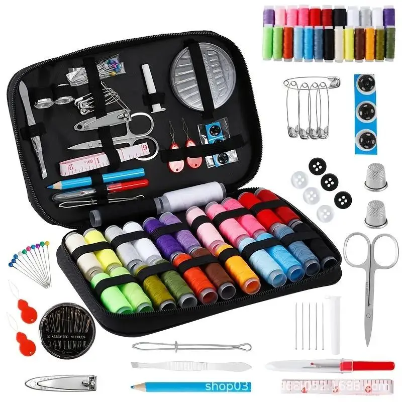 Complete Sewing Kit for Beginners - Large Portable Cloth Storage Organizer Bag, Stainless Steel Needles, Multi-Color Threads, Crafting Tools, Needle Crafts Supplies for Daily Mending, DIY, Housewarming (Home Supplies), Crafting Kit Tools