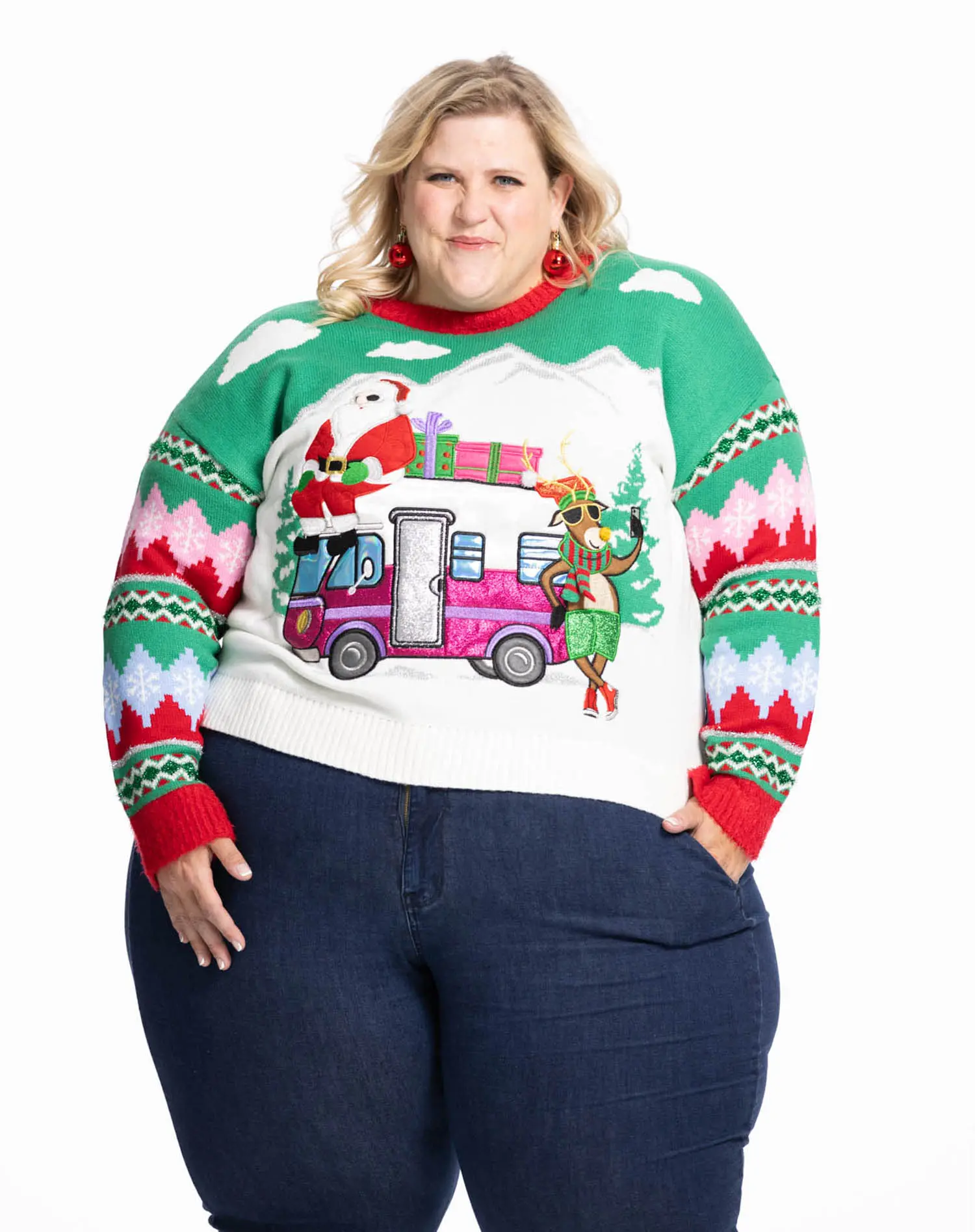 Jollidays x Glitter and Lazers Women's Claus a Scene Crewneck Long Sleeve Pullover Sweater