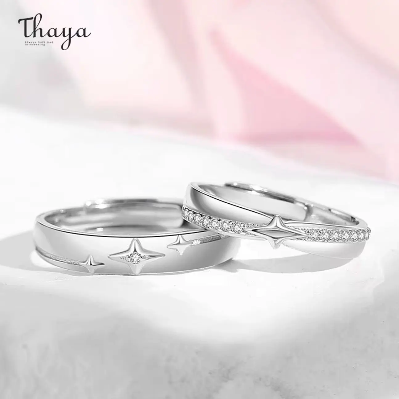 S925 Silver Star Ring for Women, Luxury Wedding and Engagement Band, Elegant Couple Jewelry for Parties