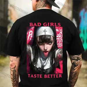 BAD GIRLS Taste Better Dirty Tattooed Nun Print Men's T-Shirt