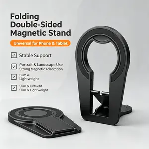 Multi-Functional Magnetic Foldable Stand, 360 Degree Rotatable Phone Holder, Portable Desktop Mount for Phones and Tablets