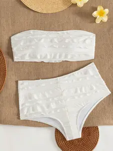 Women's Summer Fashion Sexy Solid Color Bikini Set, Trim Sexy Swimsuit, Fitted Casual Style, All Seasons Wear