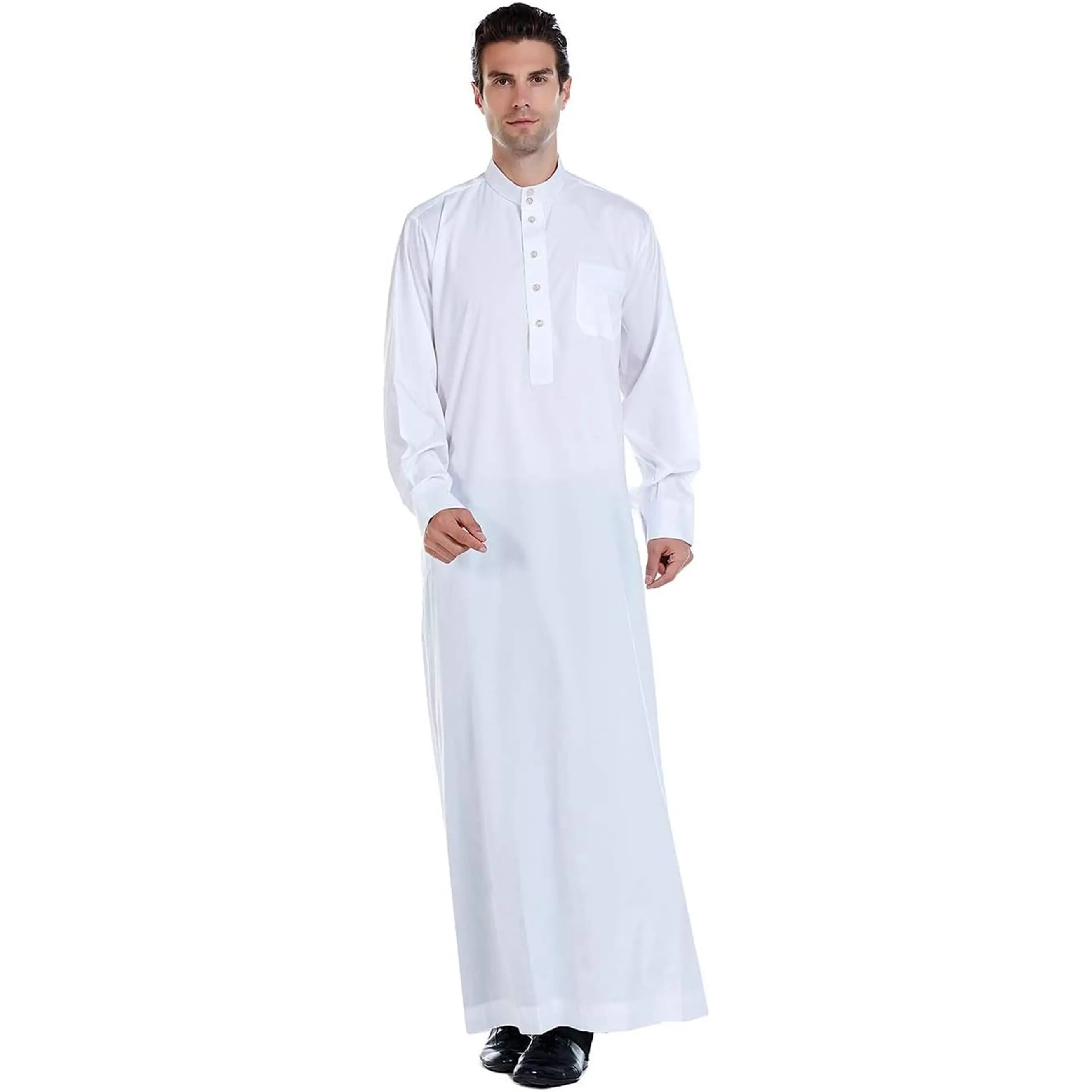 Men'S Muslim Clothes Durable Kaftan Robe Dubai Long Gown Ethnic Clothes,1Pc Soft Robe XINFU
