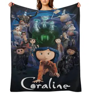Coraline Soft Plush Blanket,Flannel Blanket Throw Blanket for Living Room Bedroom Bed Sofa Picnic kids Dark Fantasy Movie Fan Merchandise Goth Aesthetic Room Decor Cozy Bedding