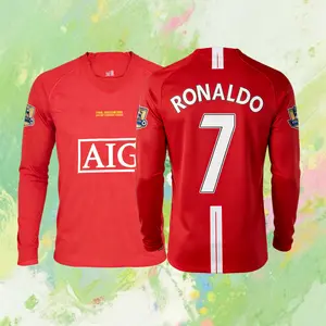 07 08 Long Sleeve 7# Ronaldo Home Soccer Jersey Red Fans Version