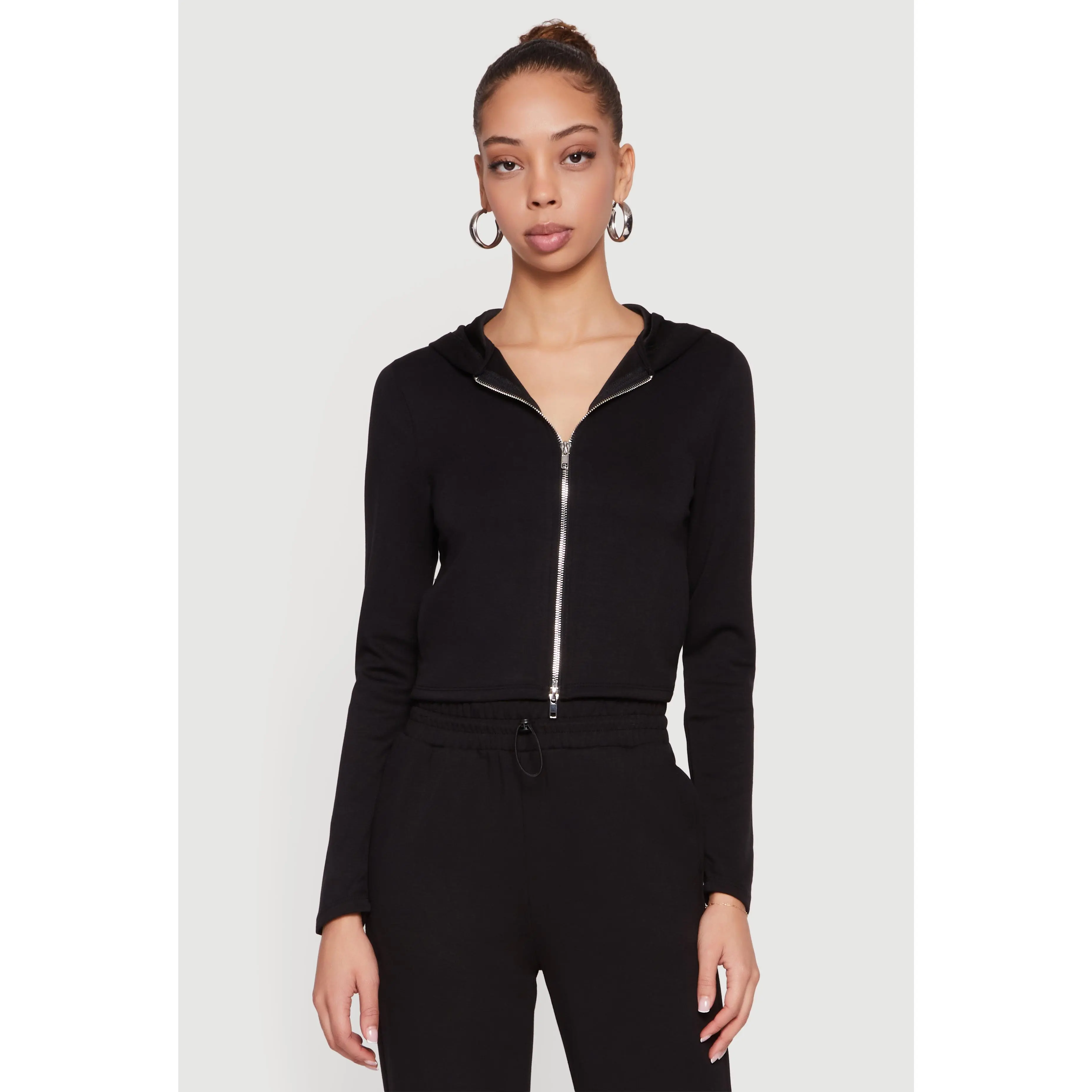 Scuba Zip Front Cropped Hoodie
