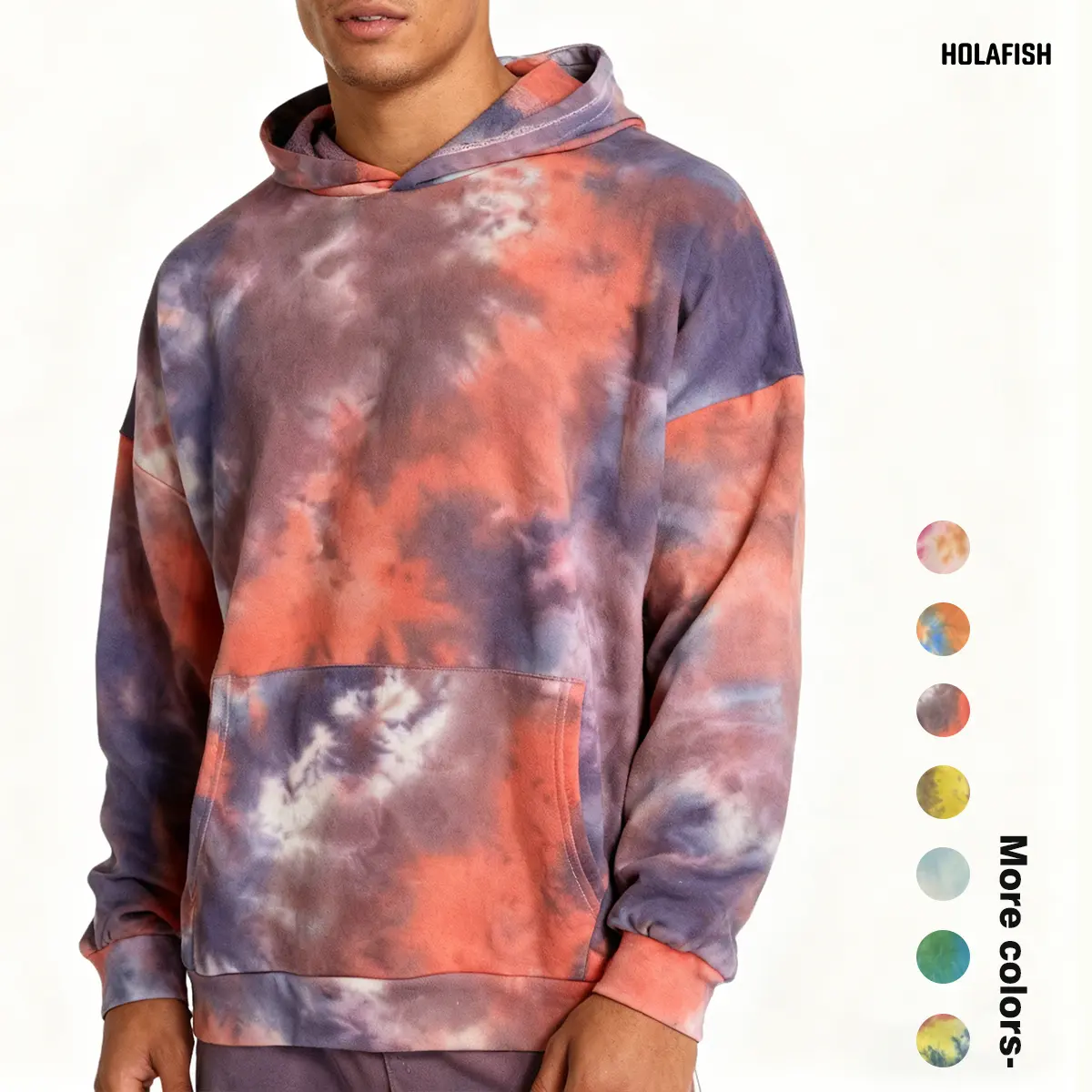 Unisex Oversized Tie-Dye Hoodie, Baggy Longsleeves Sweatshirt in a Durable Blend Fabric, Casual Menswear for Daily Wear
