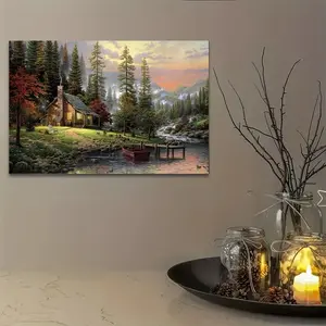 Forest Landscape Pattern DIY Diamond Arts Colorful Painting Kit without Frame, DIY 5D Diamond Arts Colorful Painting for Bedroom Home Wall Decor
