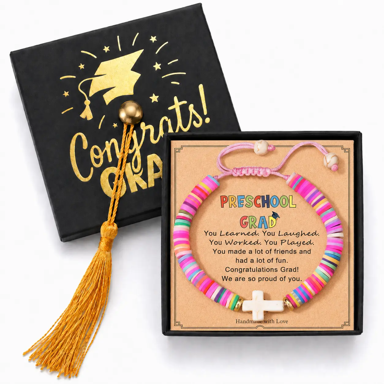 Cross Bracelet for Girls, Adjustable 6-10 in Silicone Band, Preschool Graduation Gift, First Communion & Baptism Keepsake with Message Card, Cross Centerpiece