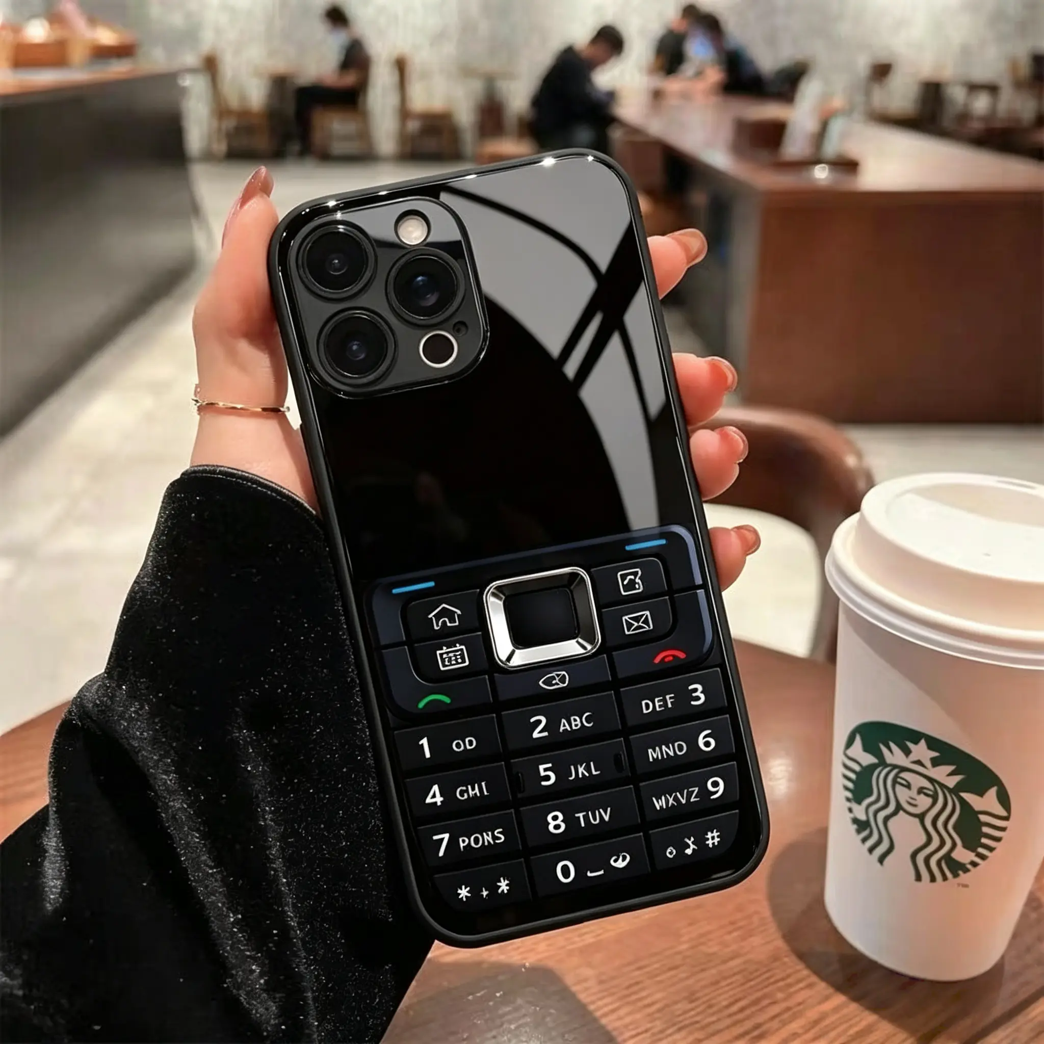 Phone Case: 1 Classic Black Button Phone Design HD Glass Phone Case for iPhone 17/17Pro/17ProMax/17Air/16/16Pro/16ProMax/16Plus/16e/15/15Pro/15ProMax/14/14Pro/13/13Pro/12/12Pro/12ProMax/11/11Pro. Fashionable Protective Case, Premium Luxurious Black summer