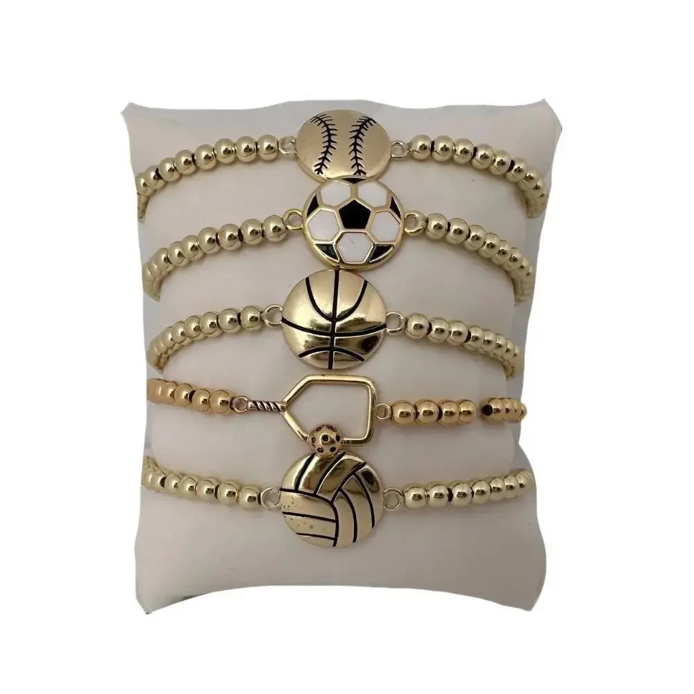Sports Gold Filled Beaded Stretch Bracelets- Volleyball, Softball, Basketball, Soccer Jewelry