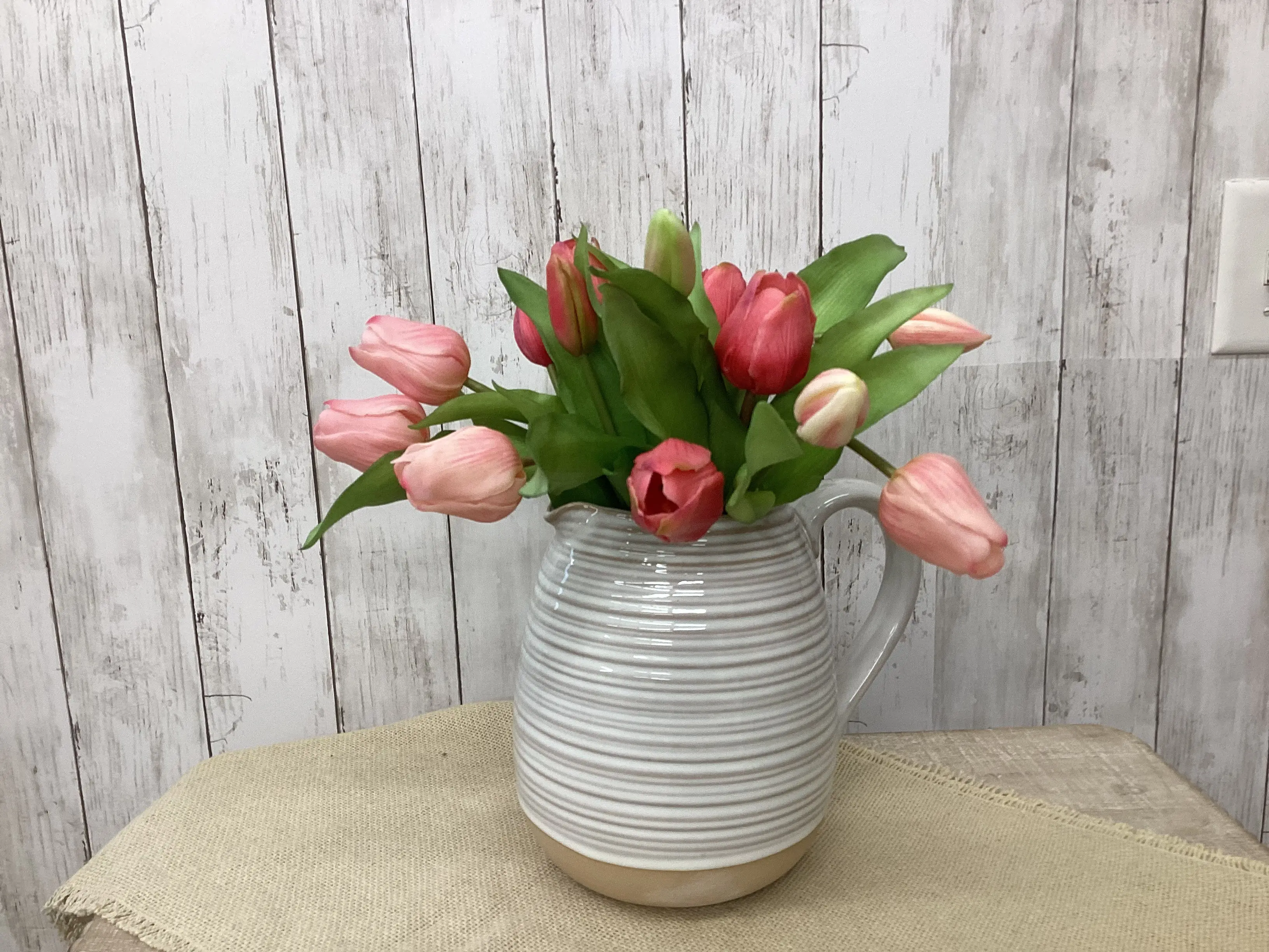 Artificial 12" Real Touch Tulip Dark Hot Pink 7 stems