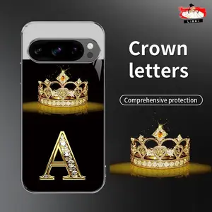 Suitable for [Google Pixel 9] New high-end crown letter electroplated glass mobile phone case new business simple explosion-proof mobile phone case affordable anti-fall anti-fingerprint 995