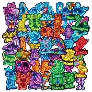 50 Cool Glowing Animal Stickers Set, Sticker Decals, Perfect for Scrapbooks, Journals, Laptops, Water Bottles, Cars, Positive Message Gifts