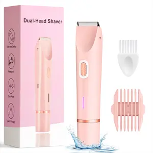 Electric Shaver for Women, 2-in-1 Electric Razor for Womens Legs Underarm Face Pubic Hairs, Rechargeable Razor Body Hair Trimmer Wet & Dry Use