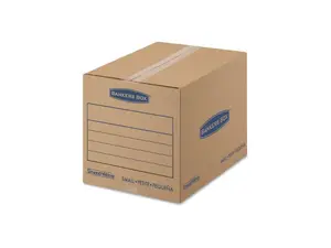 Fellowes 7713801 Bankers Box SmoothMove Basic Moving Boxes, Small Size, Kraft, Blue, 12"H x 12"W x 16"D - 1 Pack (25 Boxes)