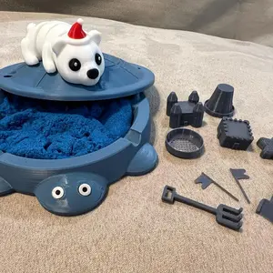 3D Printed Turtle Table Top Sand Box - 5 Inch Round with Accessories and Miniatures office desk Decor Gift