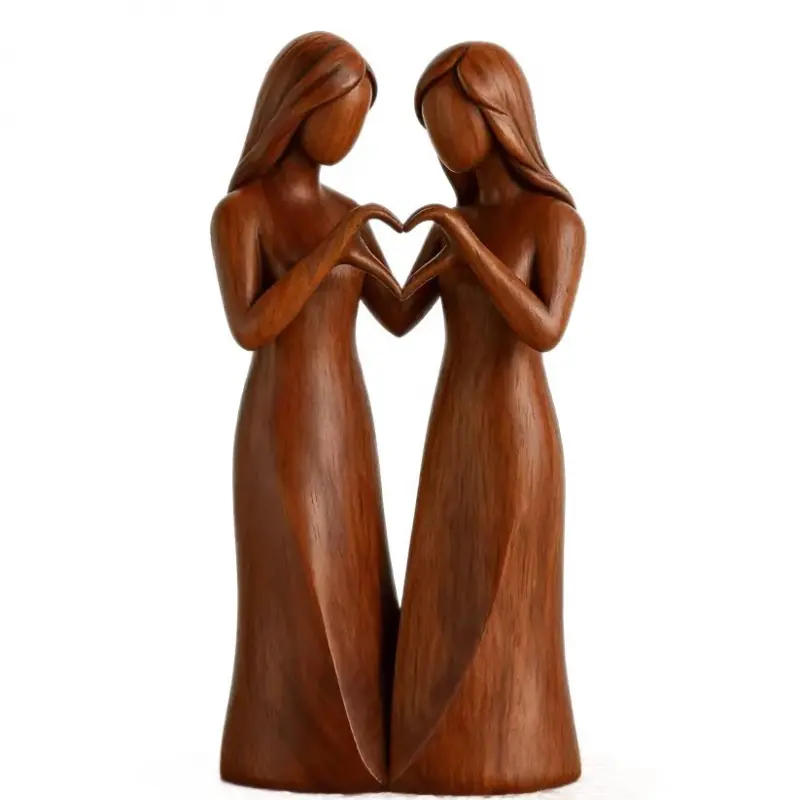 Sister Friendship Character Figurine Ornament, Art Figurine Home Decor Imitation Wood Resin Figurine Statue Craft Ornament, Suitable as a Gift for Sisters
