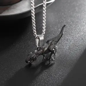 domineering dinosaur titanium steel pendant necklace