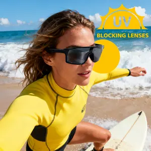 Black Frame Grey Lens Cycling Sunglasses, UV400 Protection PC Sports Glasses for Men Women