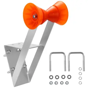 VEVOR Boat Trailer Winch Stand, 2 to 3-inch Winch Posts, Boat Trailer Winch Seat with TPU Orange Roller U-Bolts, Suitable for Jet Ski, Sailboat, Fishing Boat, Speedboat (Galvanized), Silver