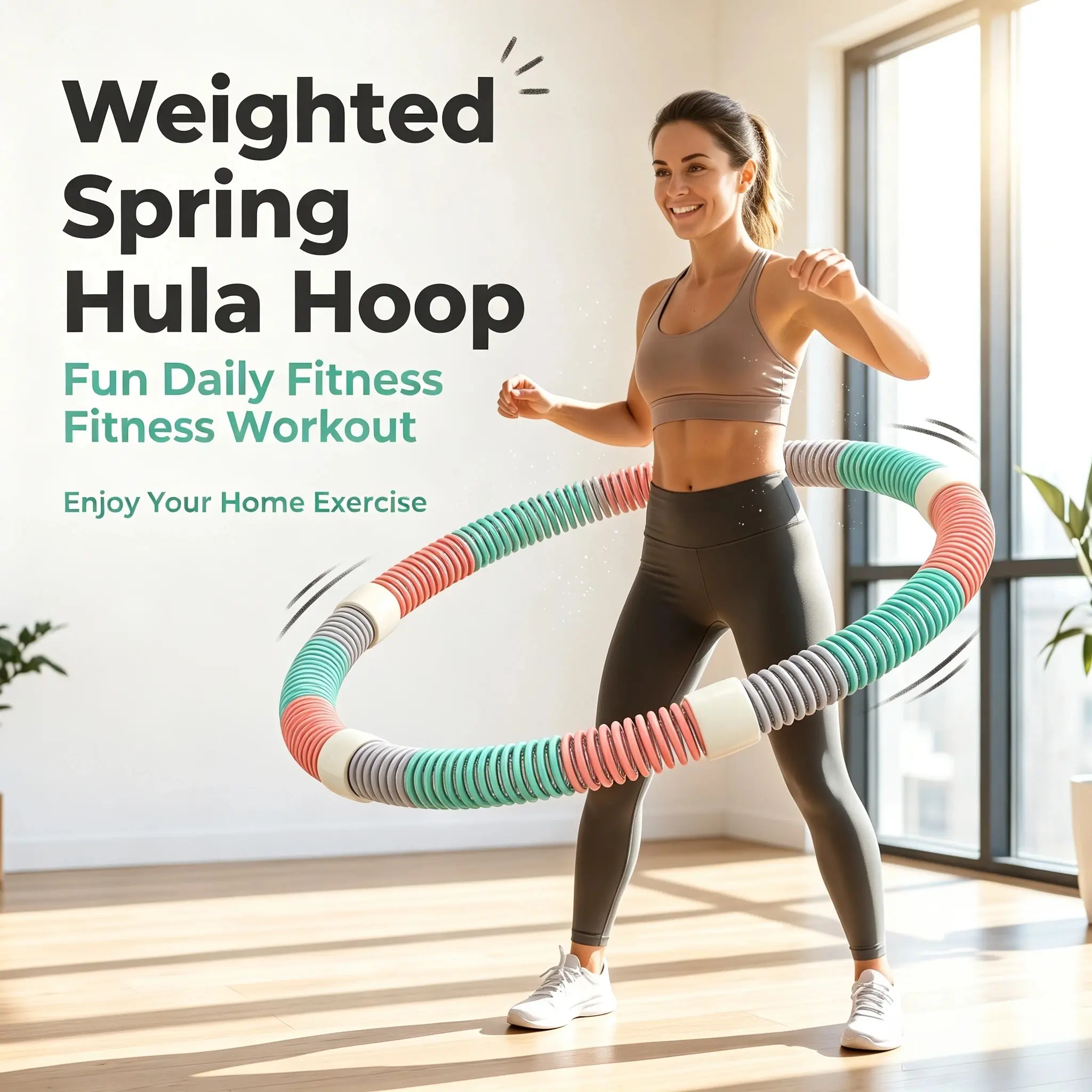 Flexible Weighted Spring Hula Hoop for Adults, Foldable Detachable Soft Fitness Hula Hoop, Portable Indoor Home Workout Exercise Hoop, Easy To Store Fitness Sports Equipment