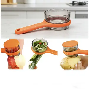 Vegetable Peeler with Storage Container, Stainless Steel Swivel Peeler with Non-Slip Ergonomic Handle, Fruit & Veggie Peeler for Potatoes, Carrots & More (orange)