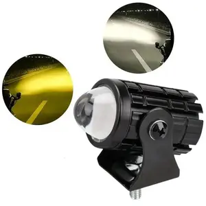 FCCEMC 1/2PCS Universal Dual Color Motorcycle LED High Lumen Headlight Mini Spotlights Motorcycle Headlights Off road Truck Trailer Accessories Tool Driving Light