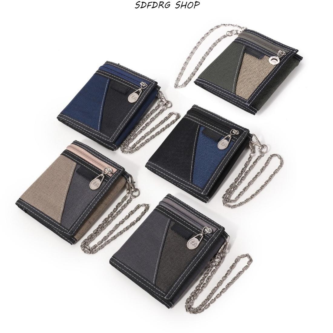 Men's Compact Canvas Short Wallet - Father’s Day Gift, Casual Zipper Wallet with Multi-Card Slots, Lightweight Durable Organizer for Daily Use & Travel