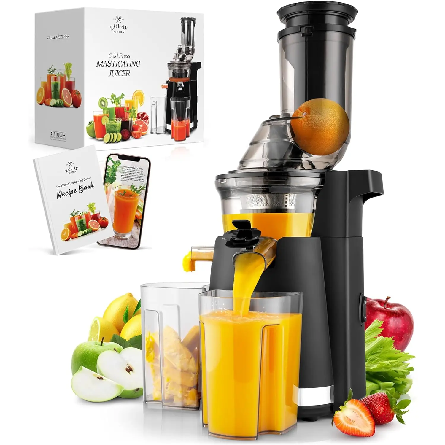 Zulay Kitchen Masticating Juicer - Slow Cold Press Juicer for Maximum Nutrient Extraction Zulay Kitchen Masticating Juicer - Slow Cold Press Juicer for Maximum Nutrient Extraction