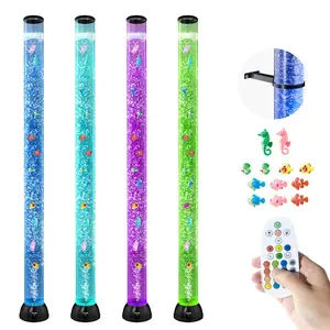 VEVOR Sensory Bubble Tube Lamp, 5 ft Bubble Fish Tube, Sensory Aquarium Lamp with 10 Floating Fish 16 Color Effects, Remote Control, Stress Relief Calming Light for Bedroom Living Room Home Decor
