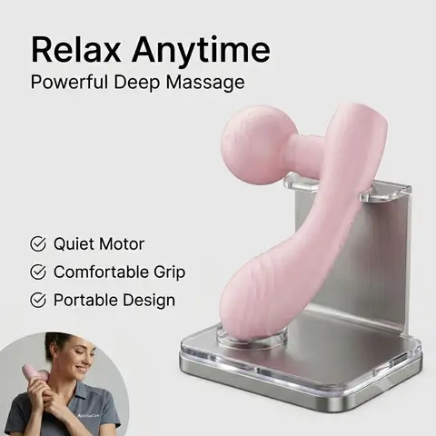 Portable Handheld Electric Massager for Neck, Shoulders, Back & Legs, Quiet Rechargeable Body Massager with Ergonomic Grip, Lightweight Design for Home, Office & Travel, Daily Relaxation