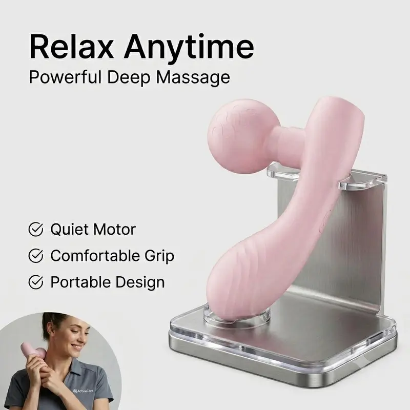 Portable Handheld Electric Massager for Neck, Shoulders, Back & Legs, Quiet Rechargeable Body Massager with Ergonomic Grip, Lightweight Design for Home, Office & Travel, Daily Relaxation