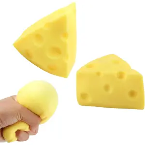 2PCS Cheese Squishy Toys Squeeze Cheese Stress Ball Squishy Cheese Fidgets Cheesecake Toys Sensory Squishy Miniatures Novelty Toy