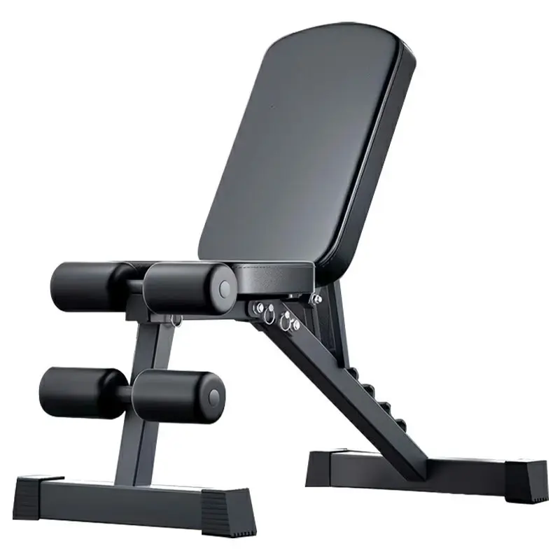 8-in-1 Adjustable Weight Bench Standard-Black 6-Level Slope 1000LBS Load Capacity Triangular Structure Full Folding Design for Home Gym Strength Training - Workout Station