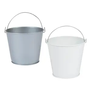 Silver & White Mini Metal Pails Kit - 24 Pc.