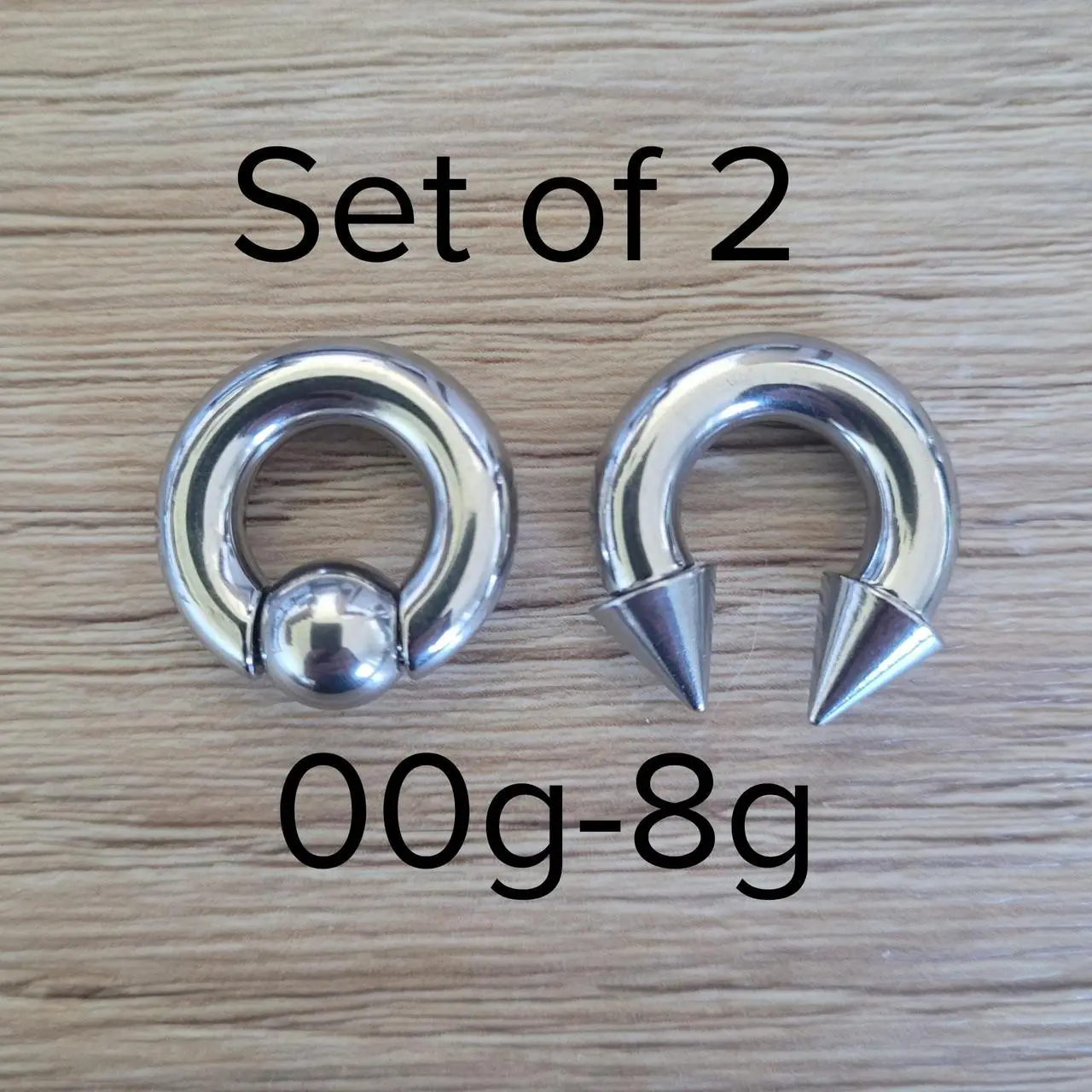 Silver Steel Captive Bead Septum Ring Spiked Cone Horseshoes Pincher Gauges Set of 2 2g 4g 6g 8g big stretched men women cbr jewelry