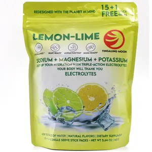 TM Sports Hydration Lemon Lime Electrolyte Powder Drink Mix - 16 Stick Packets, 160g Flavor Beverage