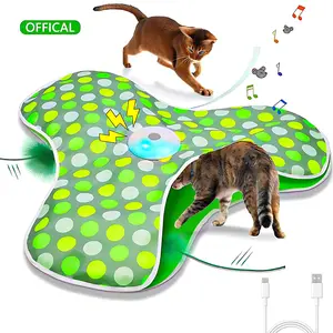 TxfnY Hide and Seek Cat Toys, in-The-Cover Unpredicatable Moving Feather, Interactive Kitten Wand Toy, Automatic Chargeable Cat Toy, Indoor Exercise Kicker for All Breeds Kitty cat stuff cat toys