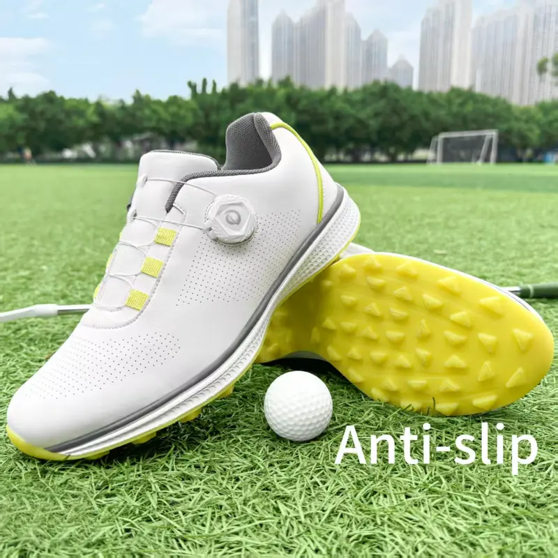 Men's PU Leather Casual Athletic Shoes - Waterproof Studless Training Shoes with Dial-Pull Drawstring, Rotating Buckle, Lightweight Non-Slip Wide Sole, All-Season, Ideal for Party, Dating, Jogging, Cycling