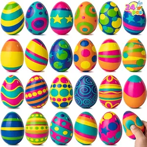 24 PCS Easter Eggs Colorful and Squishy Toy, Slow Rising Stress Relief Fidget Toy Squeeze Easter Eggs, Basket Stuffer, Assorted Colors, Party Favors