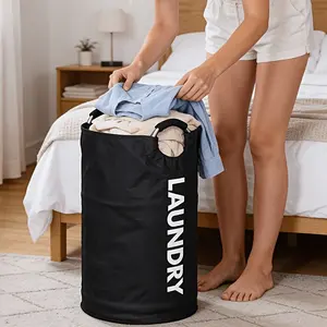 80L Large Aluminum Handle Storage Bag, Durable Foldable Laundry Basket, Collapsible Laundry Hamper, Heavy Duty Laundry Bag, Shockproof Handle, Convenient Clothes Organizer, Recycling Bin