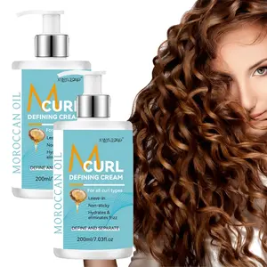 2 bottles of 200ml curly hair styling cream, curly hair care cream, specially formulated for wavy and curly hair types, can enhance the luster and fluffiness of hair, containing castor oil and shea butter, soothe frizz, moisturize hair