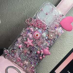 Pink Junk Case with Heart and Star Designs and Decorative Elements