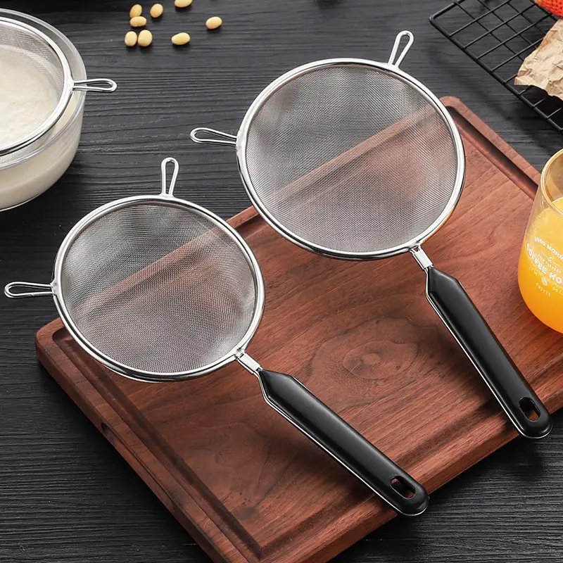16cm 40 Mesh Stainless Steel Fine Strainer, Double-Eared Deep Design, Anti-Spill, No-Residue Filter for Soy Milk, Juice, Egg Liquid - Home Kitchen Tool